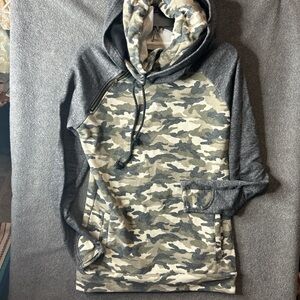 Ampersand Ave Camouflage Double Hoodie with Gray Sleeves Pockets